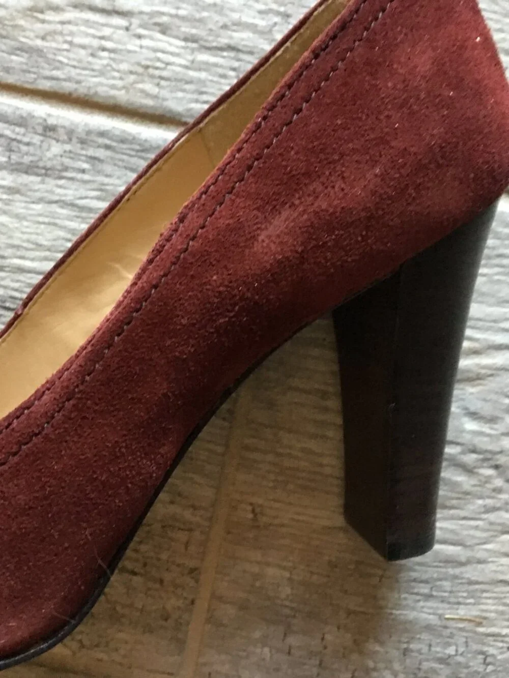 Michael Kors Burgundy Suede Buckle Button Pumps, Size 8.5B